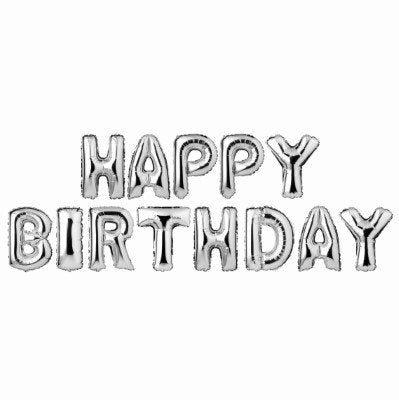Folieballonnen - Happy birthday - zilver - 38cm