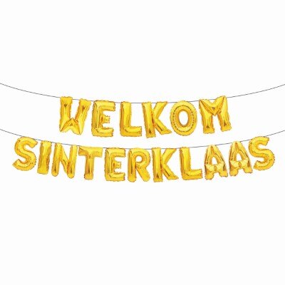 Folieballonnen - Welkom Sinterklaas - goud - 36cm - 5m lint