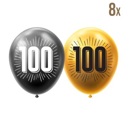 Folieballon - 100 jaar - goud/zwart