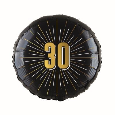 Folieballon - 30 jaar - goud/zwart