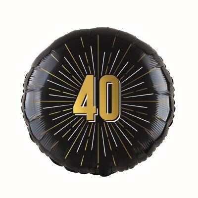Folieballon - 40 jaar - goud/zwart
