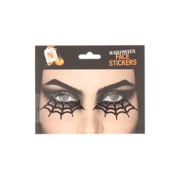 Gezichtdecoratiestickers - Halloween - spinnenweb - zwart