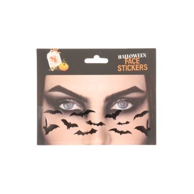 Gezichtsdecoratiestickers- Halloween - vleermuizen - zwart