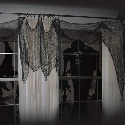 Griezelstof Halloween zwart 70 x 290cm
