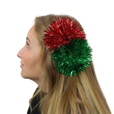 Haarclips - Kerst - metallic - groen/rood