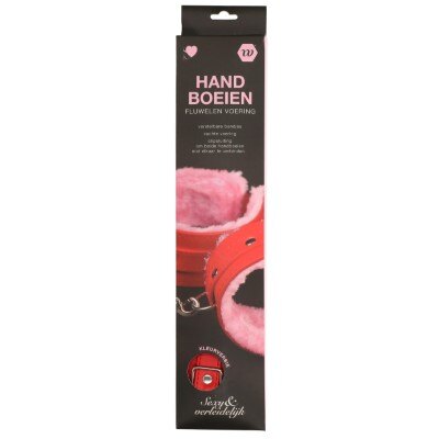 Handboeien - fluwelen voering - rood/roze