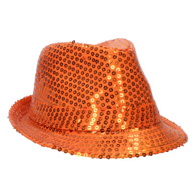 Hoed - pailletten - oranje