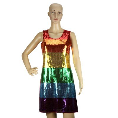 Jurk - regenboog - pailletten - one size