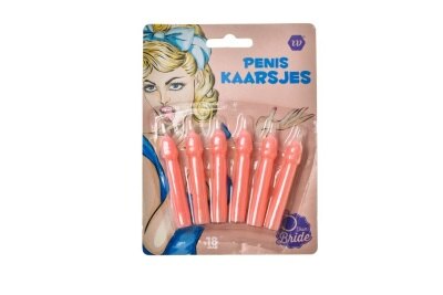 Kaarsjes - penis - beige - 6 stuks