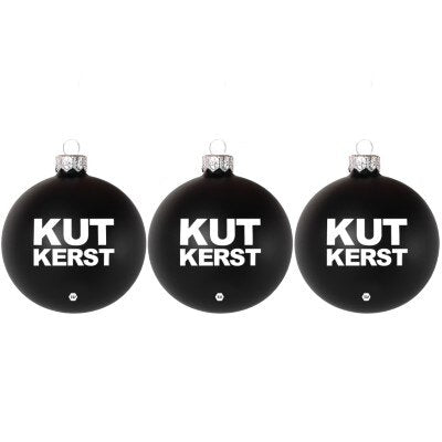 Kerstballen - Kutkerst - zwart - 3 stuks