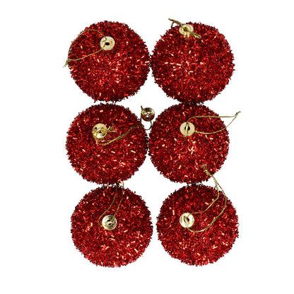 Kerstballen set - glitter - rood - 9 stuks