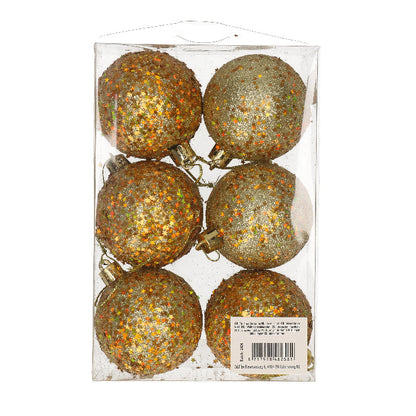 Kerstballen set - sterretjes - glitter - goud - 9 stuks