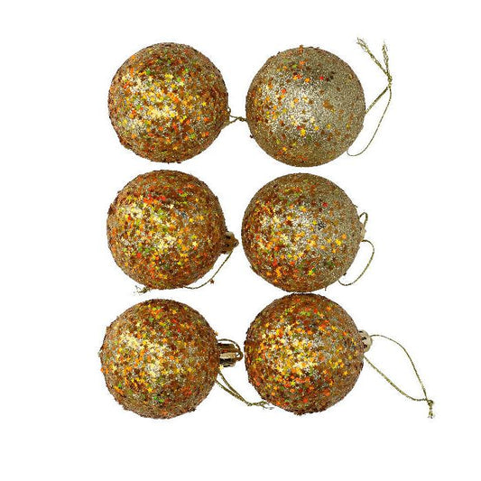 Kerstballen set - sterretjes - glitter - goud - 9 stuks