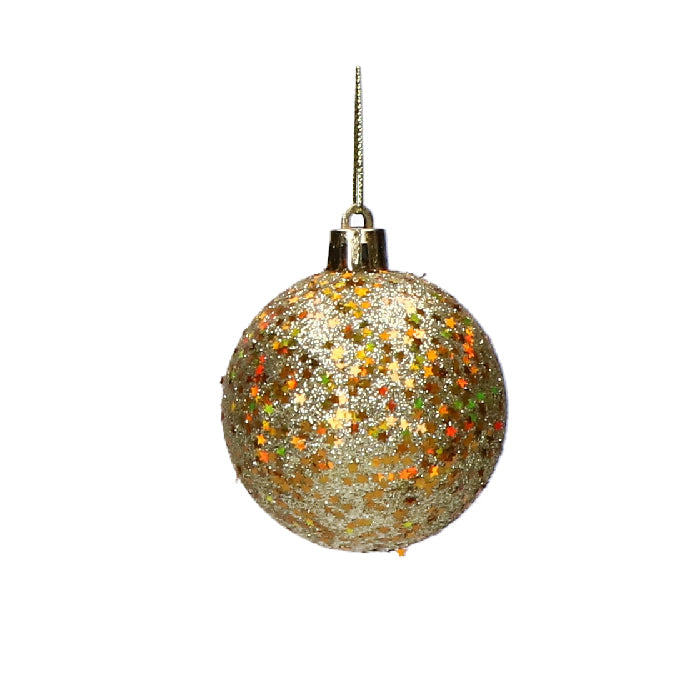 Kerstballen set - sterretjes - glitter - goud - 9 stuks