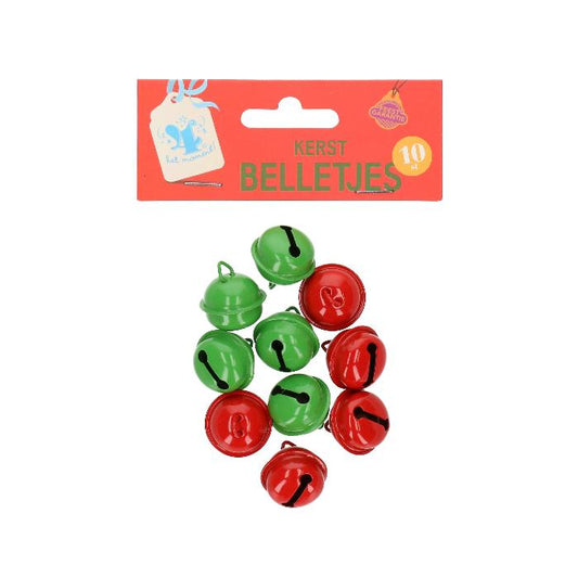 Kerstbelletjes - meerkleurig - 10 stuks