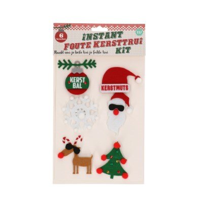 Kersttrui kit - fout - meerkleurig - 6 broches