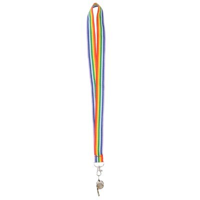 Keycord - regenboog - met fluitje - zilver