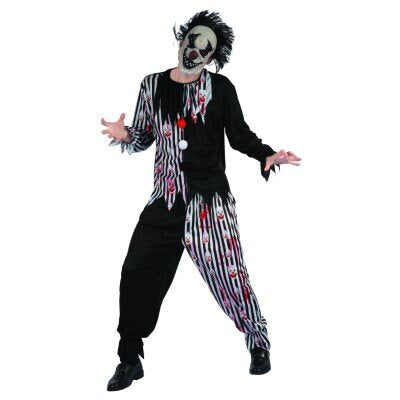 Kostuum - bloody clown - zwart/wit/rood - one size