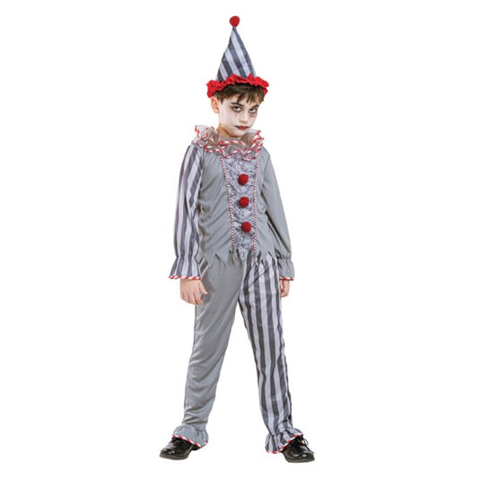 Kostuum - Halloween - creepy clown - jongen - maat L