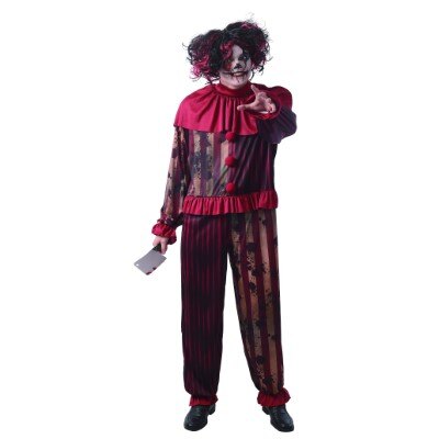 Kostuum - Halloween - creepy clown - rood - heren - one size