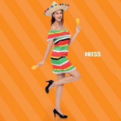 Kostuum - jurk - Mexico - meerkleurig - dames - maat L/XL