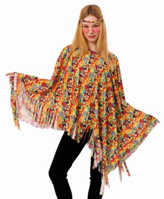 Kostuum - dames - hippie - poncho/hoofdband - one size
