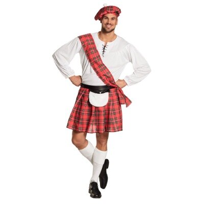Kostuum - Scotsman - heren - rood/wit - maat 50/52