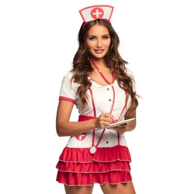 Kostuum - sexy verpleegster - rood/wit - dames - maat 44/46