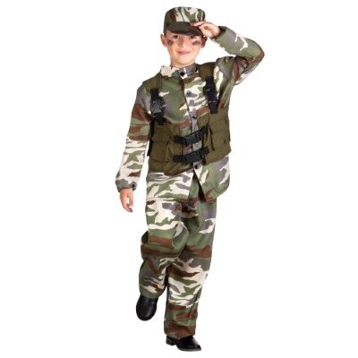 Kostuum - soldaat - camouflage - groen - jongen - 4-6 jaar