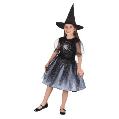 Kostuum - Spider witch - zwart - meisje 7-9 jaar