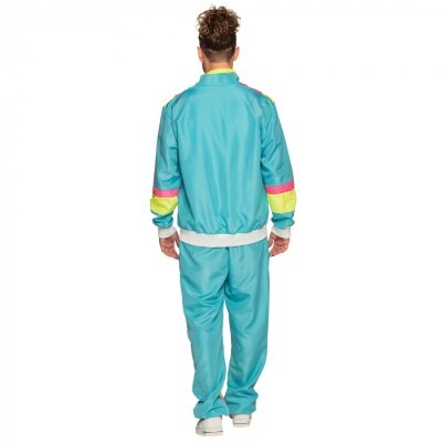 Kostuum - trainingspak retro - neon - blauw - heren - maat L