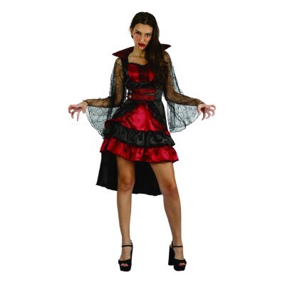 Kostuum - Vampiress - rood/zwart - maat S