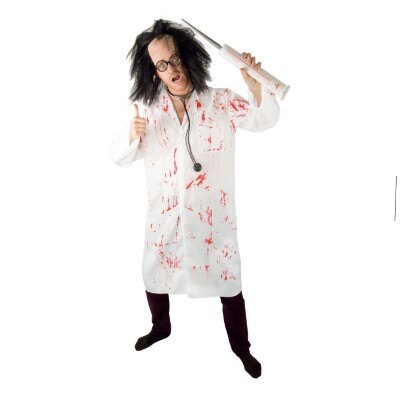 Kostuum - Weird doctor - bloederig - wit/rood - one size
