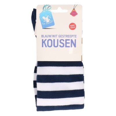 Kousen - gestreept - blauw/wit - one size