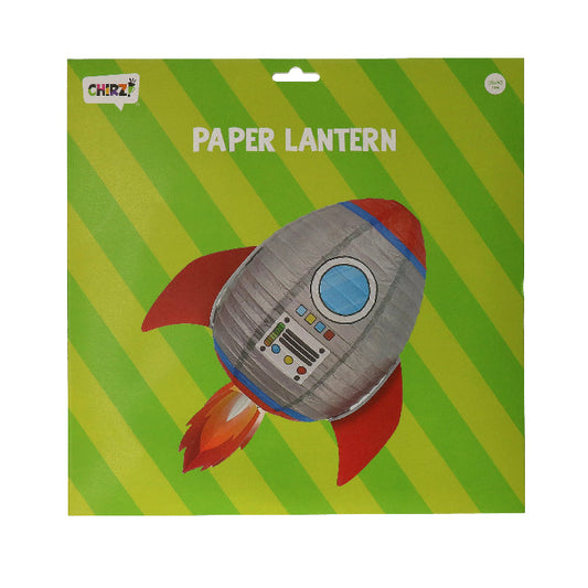 Lampion - papier - raket - grijs/rood - 38x43cm