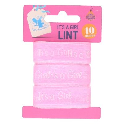 Lint - It's a girl - babyshower - roze - meisje - 10m