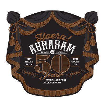 Muurdecoratie - Abraham - roségoud/zwart - 50 jaar - XL
