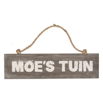 Muurdecoratie - Moe's tuin - hout - bruin/wit