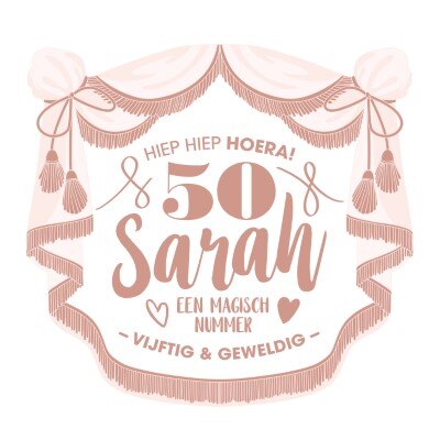 Muurdecoratie - Sarah - roségoud/wit - 50 jaar - XL