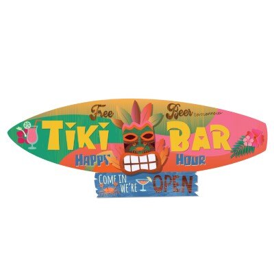 Muurdecoratie - Tiki bar - happy hour - meerkleurig
