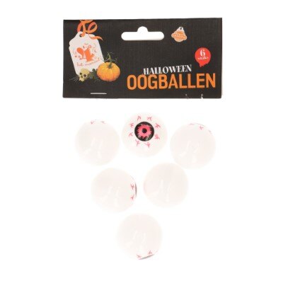 Oogballen - Halloween - wit/zwart/rood - 8 stuks