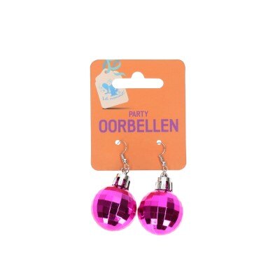 Oorbellen - discobal - roze