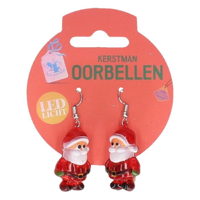 Oorbellen - Kerstman - met ledlicht