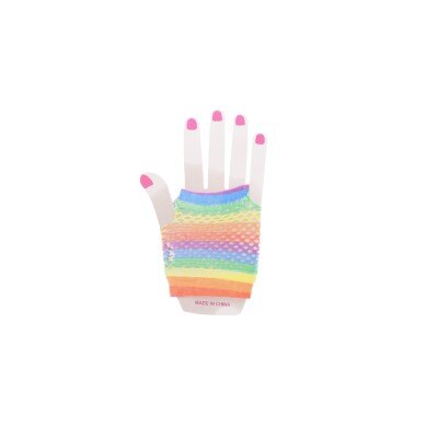Party handschoenen - regenboog - pastel - visnet