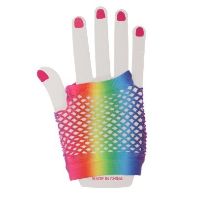 Party handschoenen - regenboog - visnet