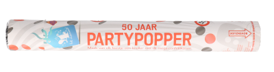 Party popper - 50 jaar - rood/wit/zilver