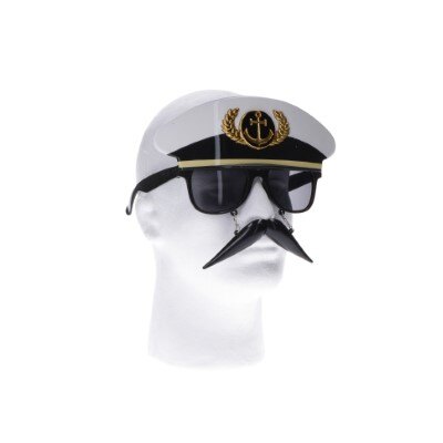 Partybril - kaptein - zwart/wit/goud