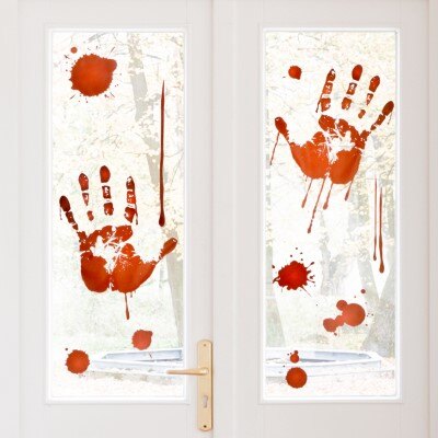 Raamsticker - Halloween - handen - bloederig - rood