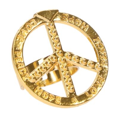 Ring - verstelbaar - peace - goud