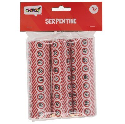 Serpentine - 50 jaar - rood/wit - 3 stuks
